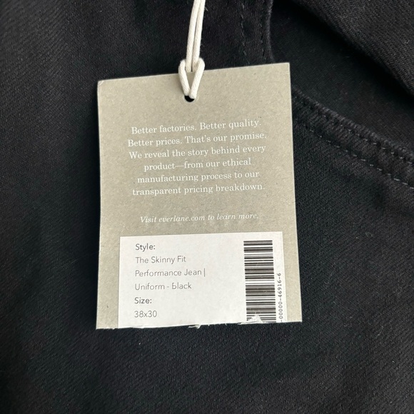 Everlane Uniform Men’s Skinny Fit Stretch Performance Jean 38x30 Black New - Picture 3 of 8